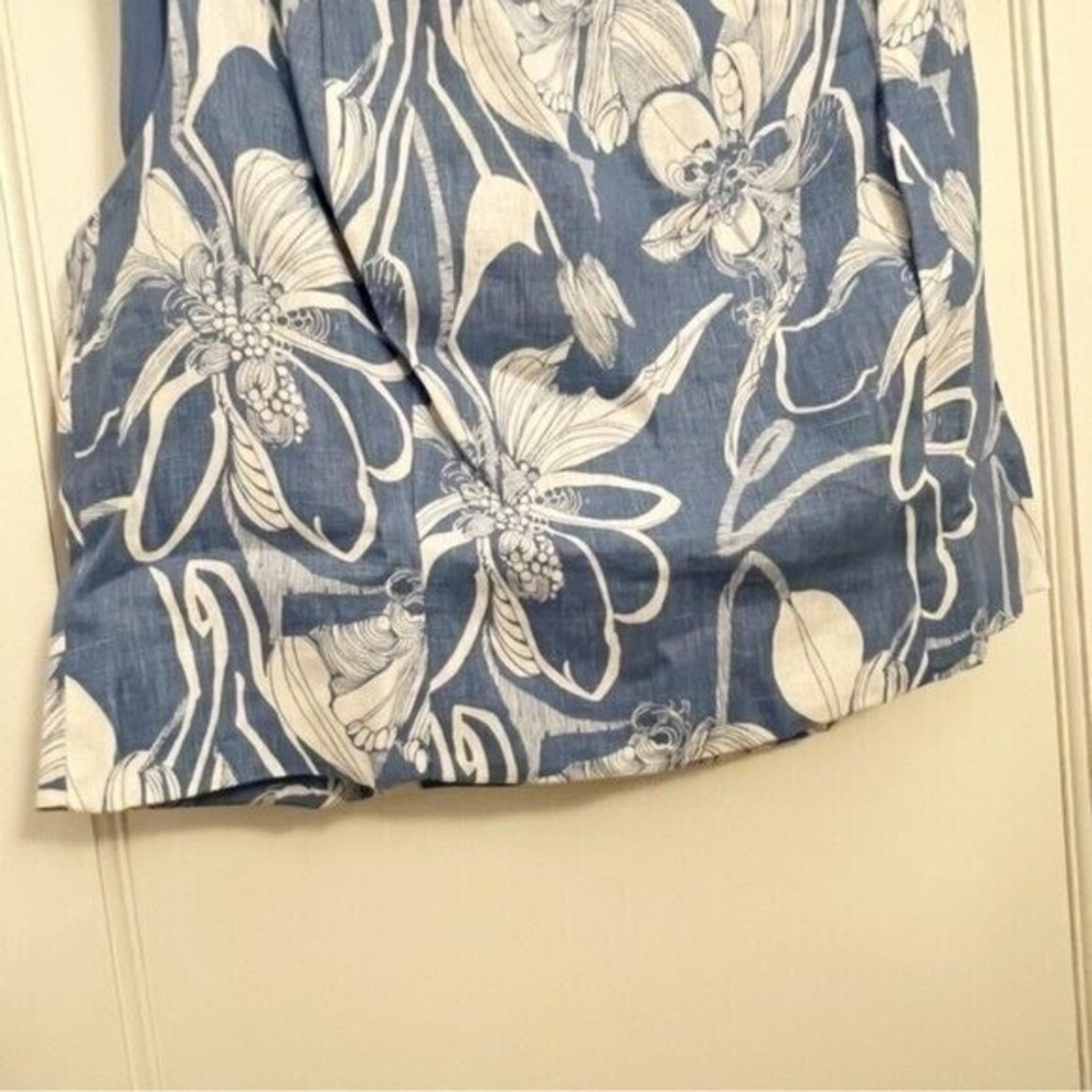 Reformation Blue White Floral Linen Two Piece Set Crop Top Mini Skirt | Size‎ 12 - Picture 5 of 12